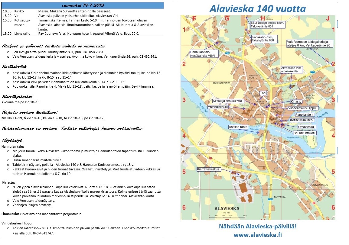 Alavieska-päivät Vietetään 8.-14.7.2019 | Alavieska